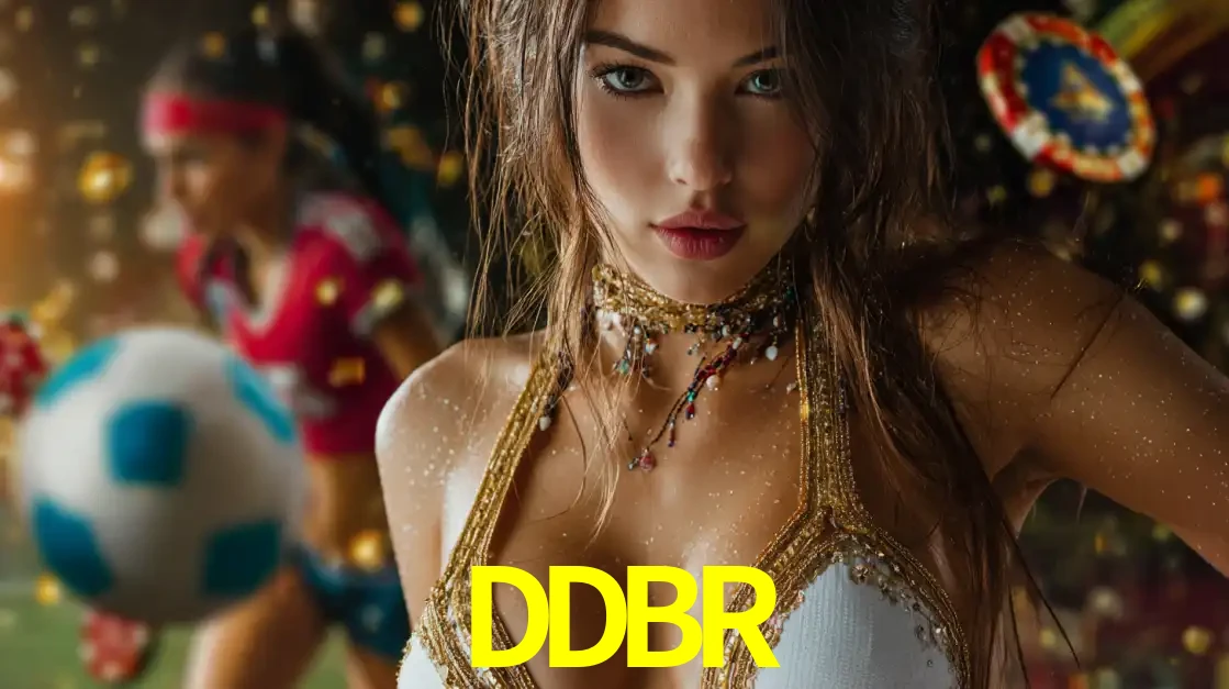 Mulher elegante representando a combinação de glamour e emoção das apostas esportivas, com uma jogadora de futebol ao fundo, destacando a ação no DDBR.
