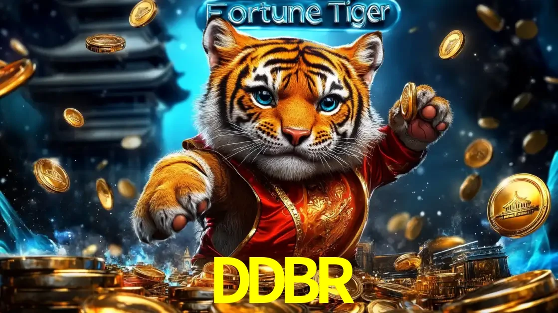 Imagem promocional do jogo de slot Fortune Tiger, com um tigre majestoso em traje tradicional cercado por uma fortuna em moedas de ouro, disponível agora no cassino DDBR.